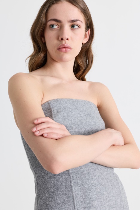 Abito bustier in jersey doppio di lana