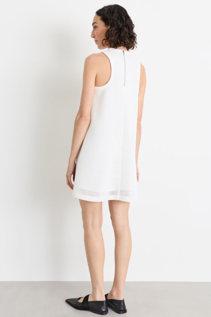 A-line technical mesh dress - WHITE - Intrend - 4