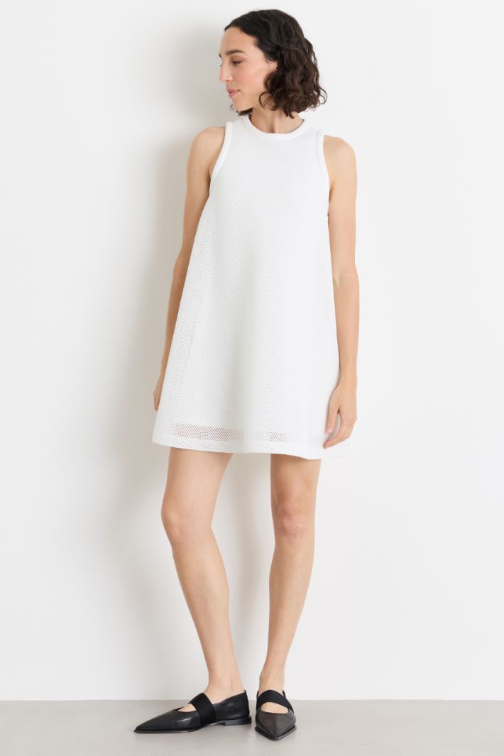 A-line technical mesh dress - WHITE - Intrend - 2