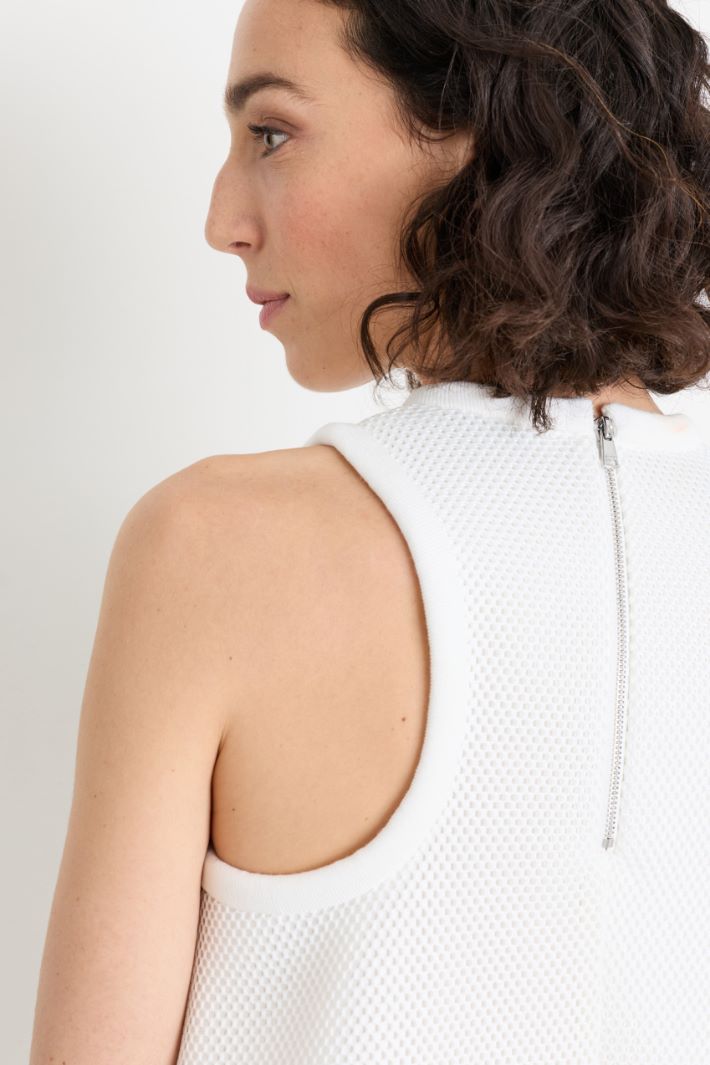 A-line technical mesh dress - WHITE - Intrend - 3