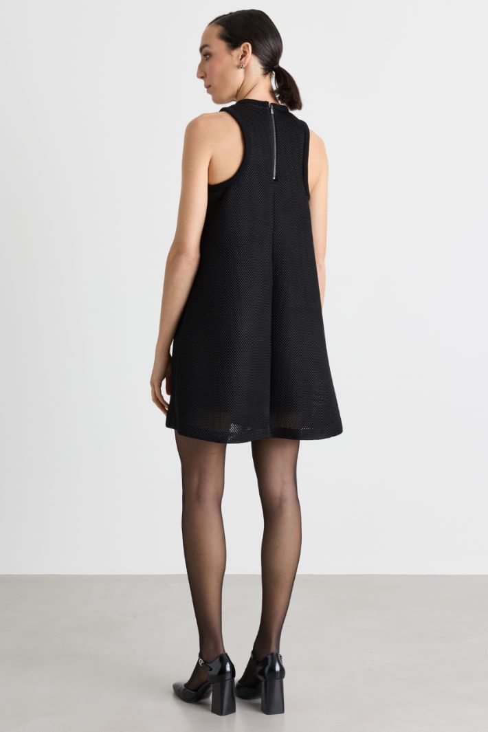 A-line technical mesh dress - BLACK - Intrend - 4