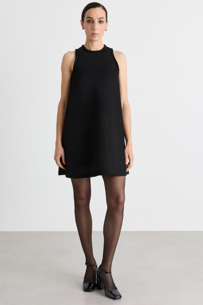 A-line technical mesh dress - BLACK - Intrend - 2