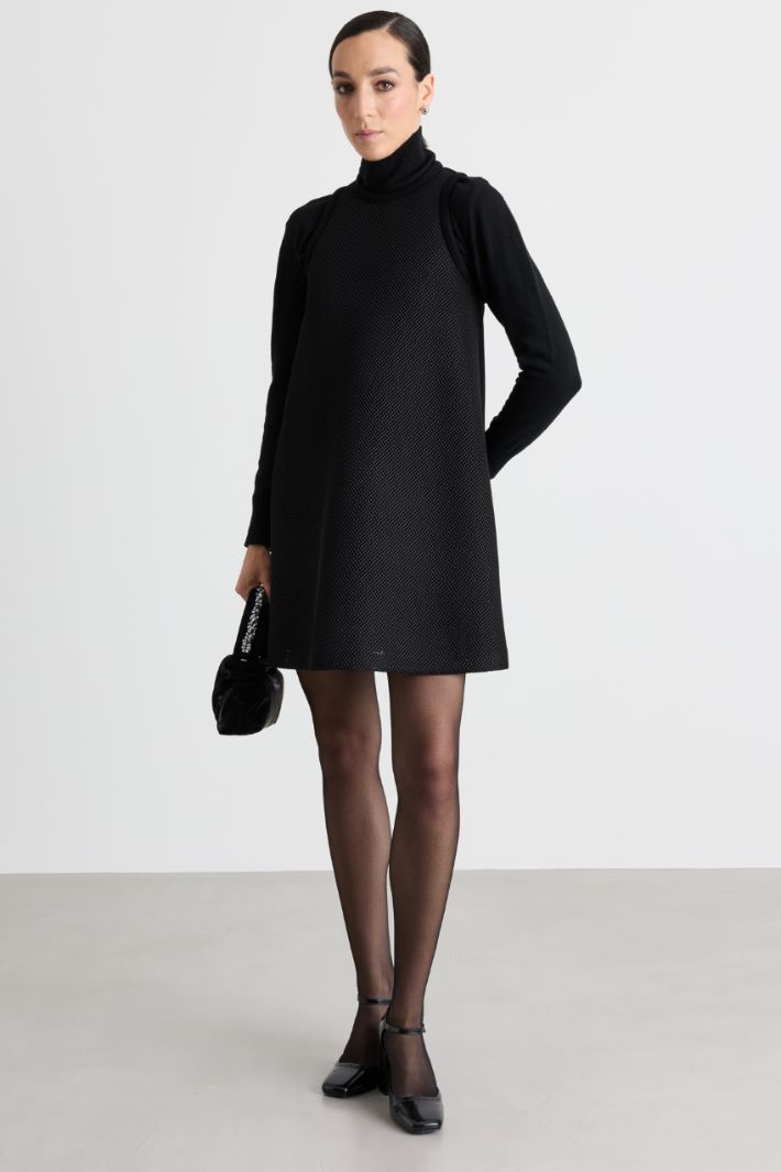 A-line technical mesh dress - BLACK - Intrend