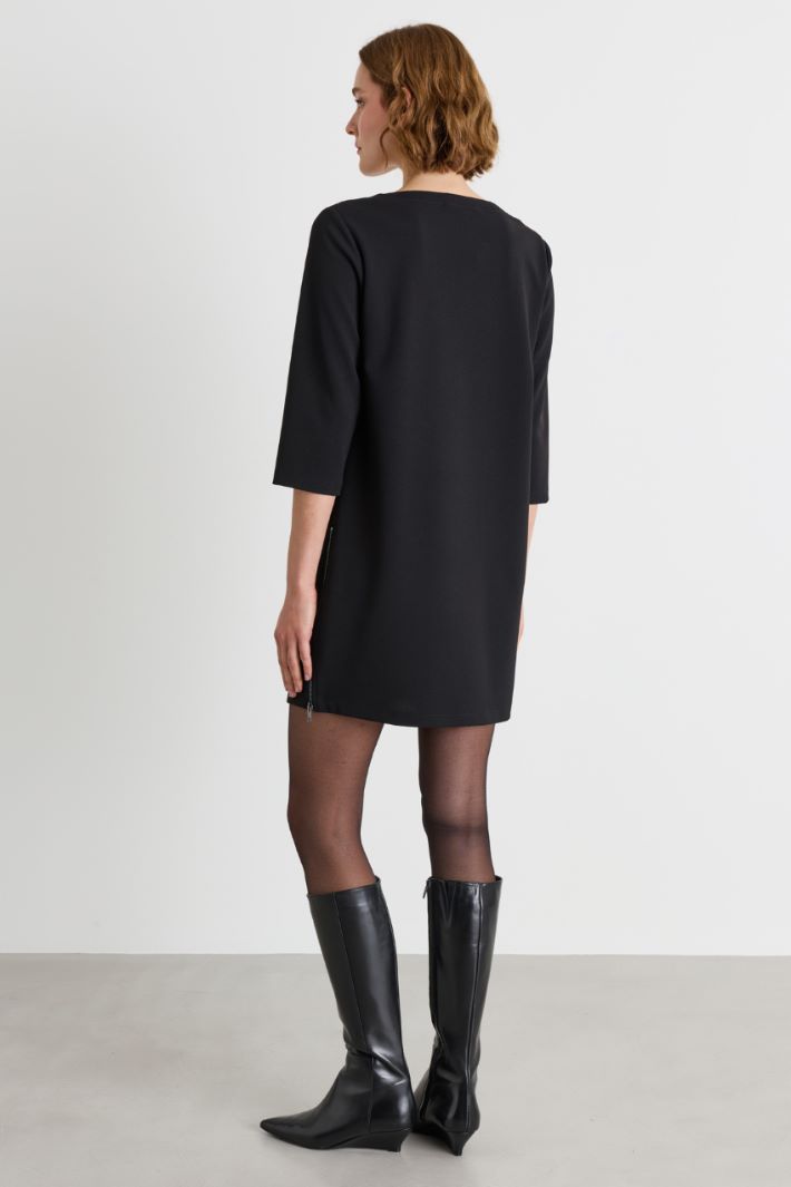 Tunic dress in jersey crepe - BLACK - Intrend - 4