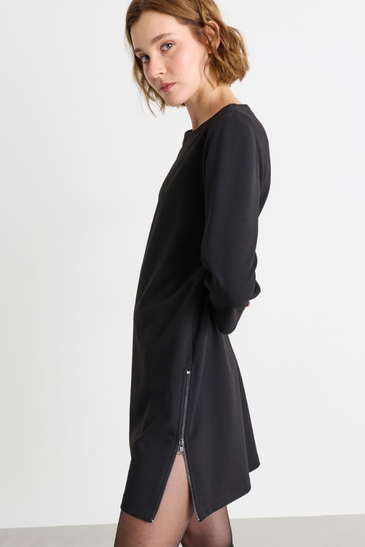 Tunic dress in jersey crepe - BLACK - Intrend - 3