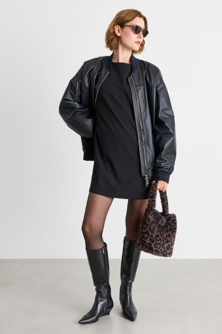Tunic dress in jersey crepe - BLACK - Intrend