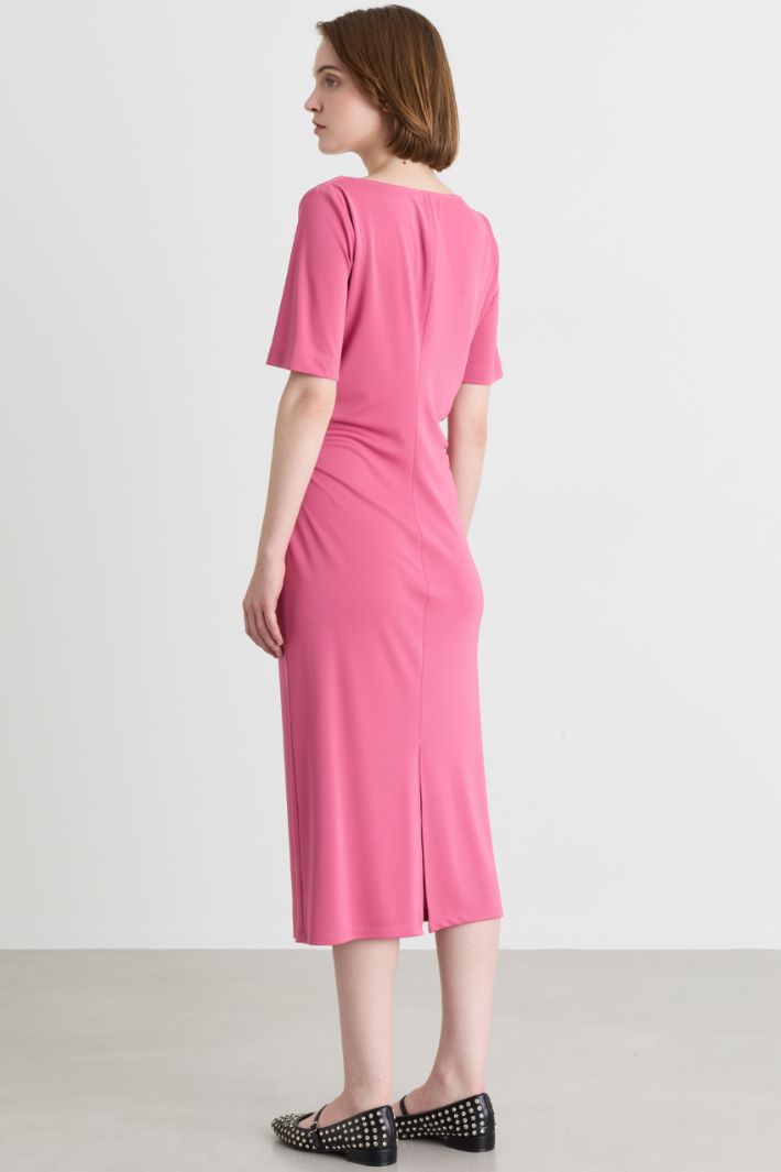 Fitted cowl-neck dress - PINK - Intrend - 4