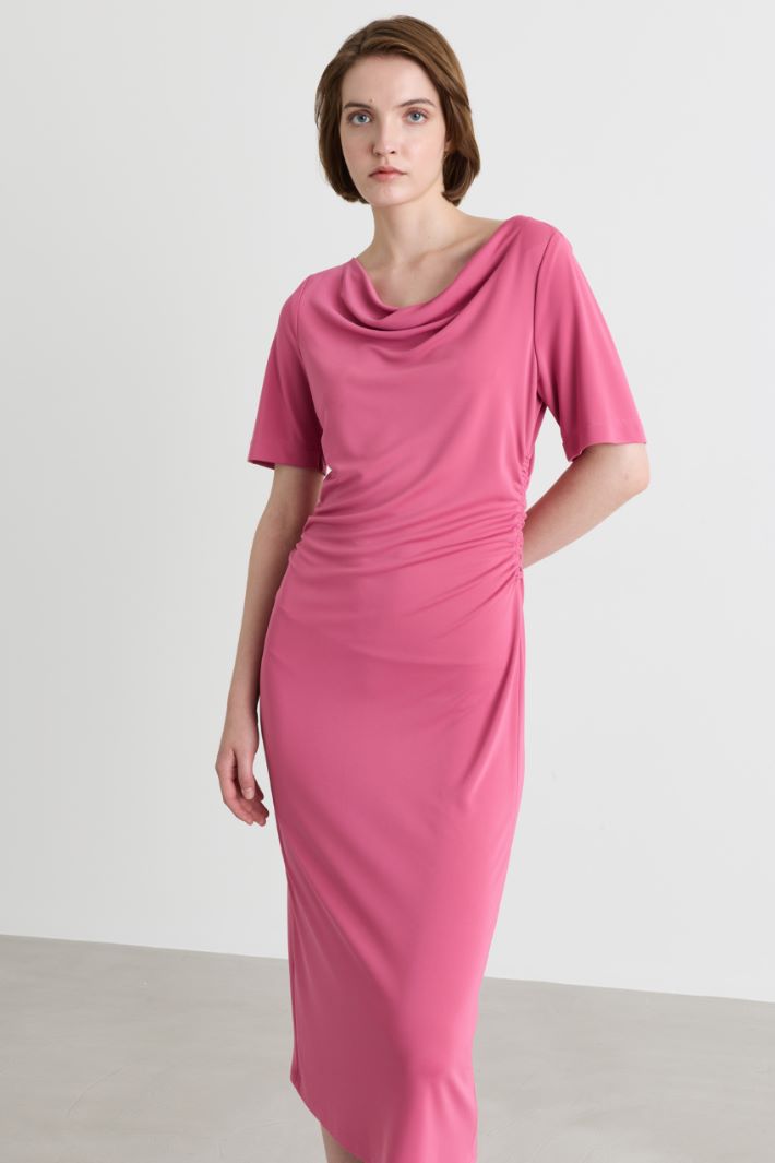 Fitted cowl-neck dress - PINK - Intrend - 2
