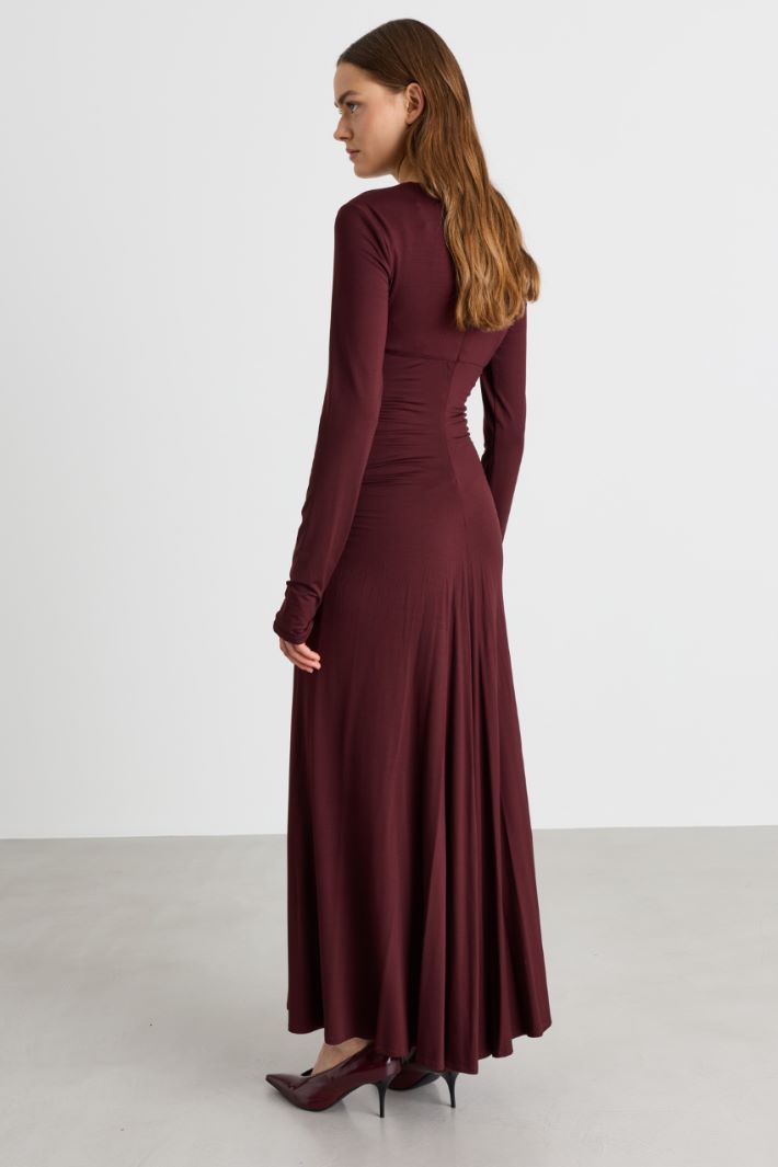 Ruched fitted dress - BORDEAUX - Intrend - 4