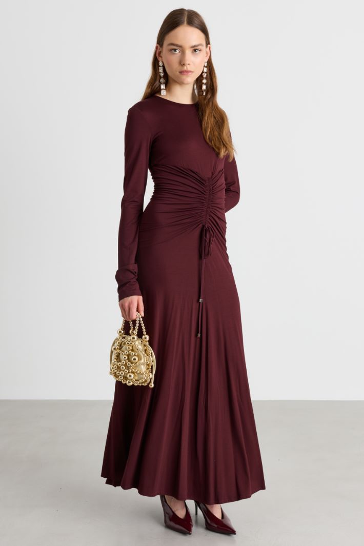 Ruched fitted dress - BORDEAUX - Intrend