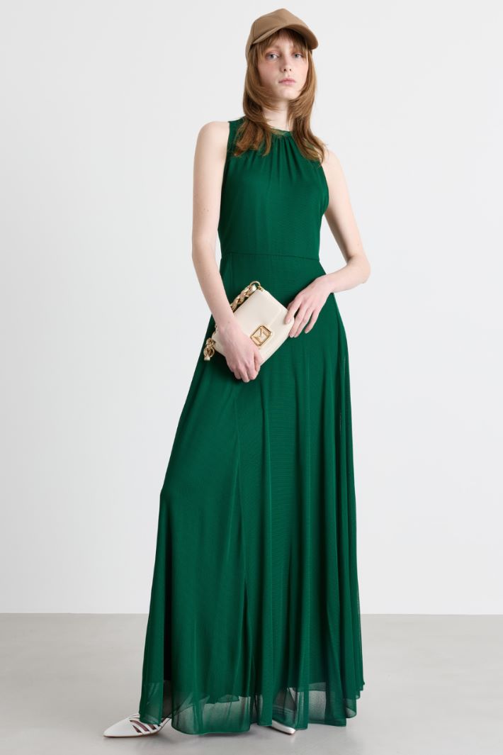 Abito lungo in jersey a rete - VERDE - Intrend - 2