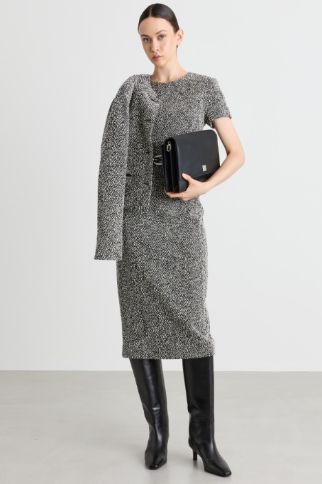 Bouclé jersey midi dress - Intrend