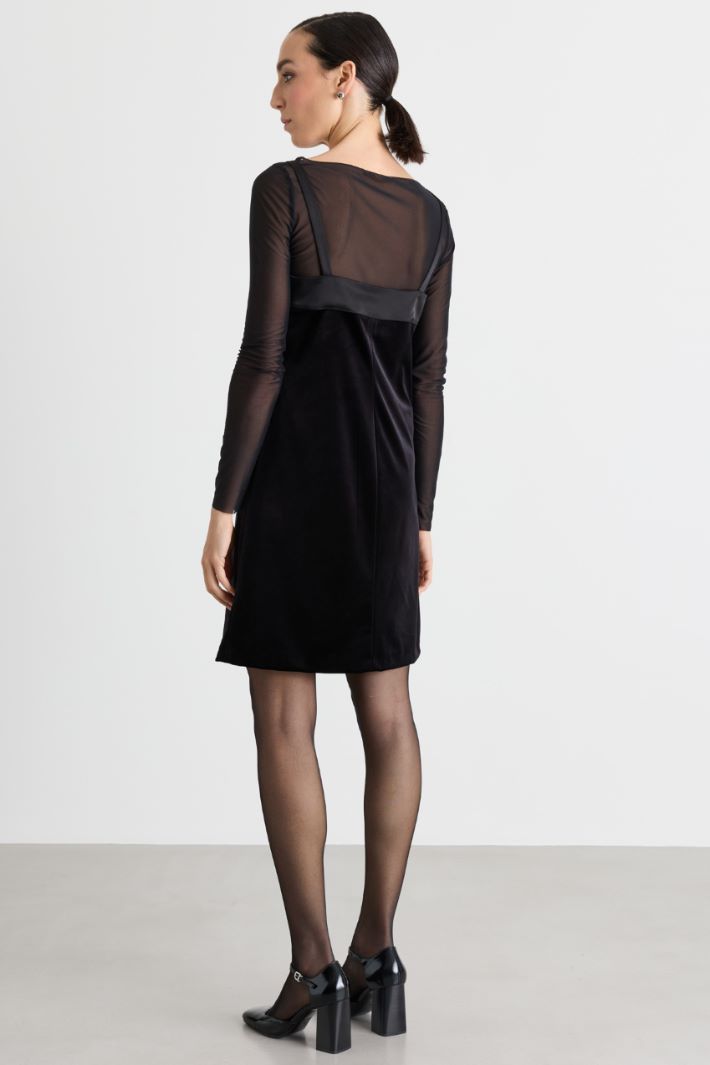 Velvet Jersey Slip Dress - BLACK - Intrend - 4