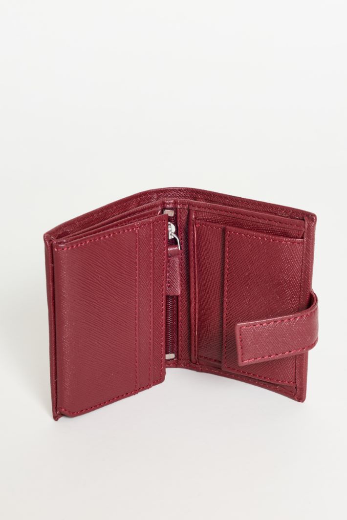 Cross-grain Leather Wallet - RED - Intrend - 2