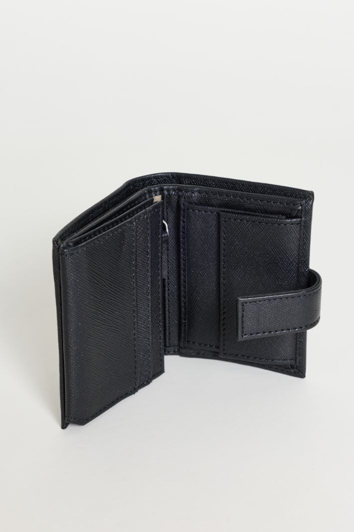 Cross-grain Leather Wallet - BLACK - Intrend - 2
