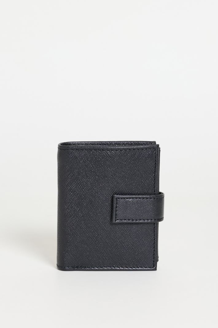 Cross-grain Leather Wallet - BLACK - Intrend