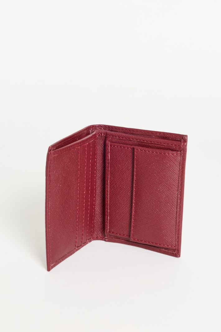 Cross-grain Leather Wallet - RED - Intrend - 2