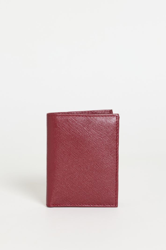 Cross-grain Leather Wallet - RED - Intrend