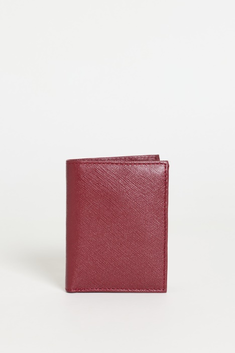 Cross-grain Leather Wallet - Intrend