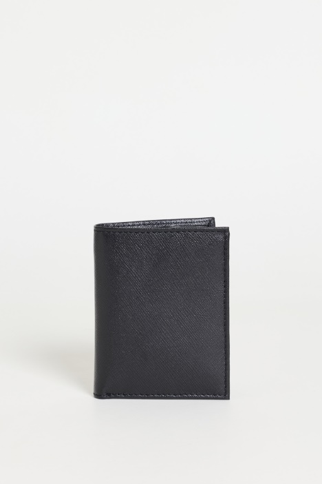 Cross-grain Leather Wallet - Intrend