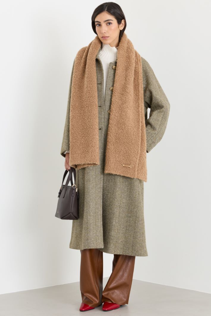Camel and Silk Bouclé Scarf - CAMEL - Intrend - 2