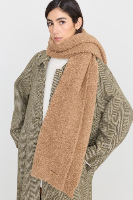 Camel and Silk Bouclé Scarf - Intrend