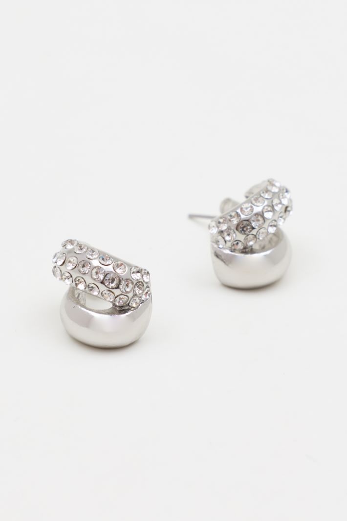 Rhinestone double hoop earrings - SILVER - Intrend - 2