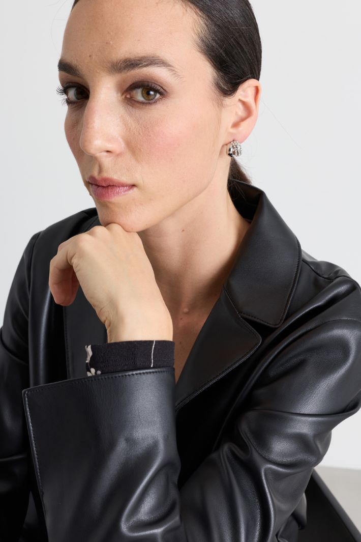 Rhinestone double hoop earrings - SILVER - Intrend - 3