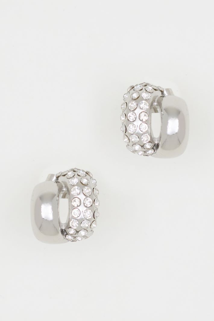 Rhinestone double hoop earrings - SILVER - Intrend