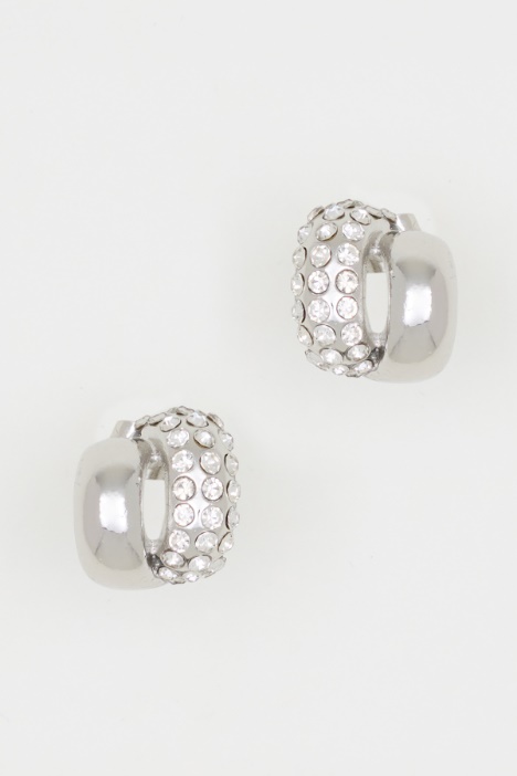 Rhinestone double hoop earrings - Intrend