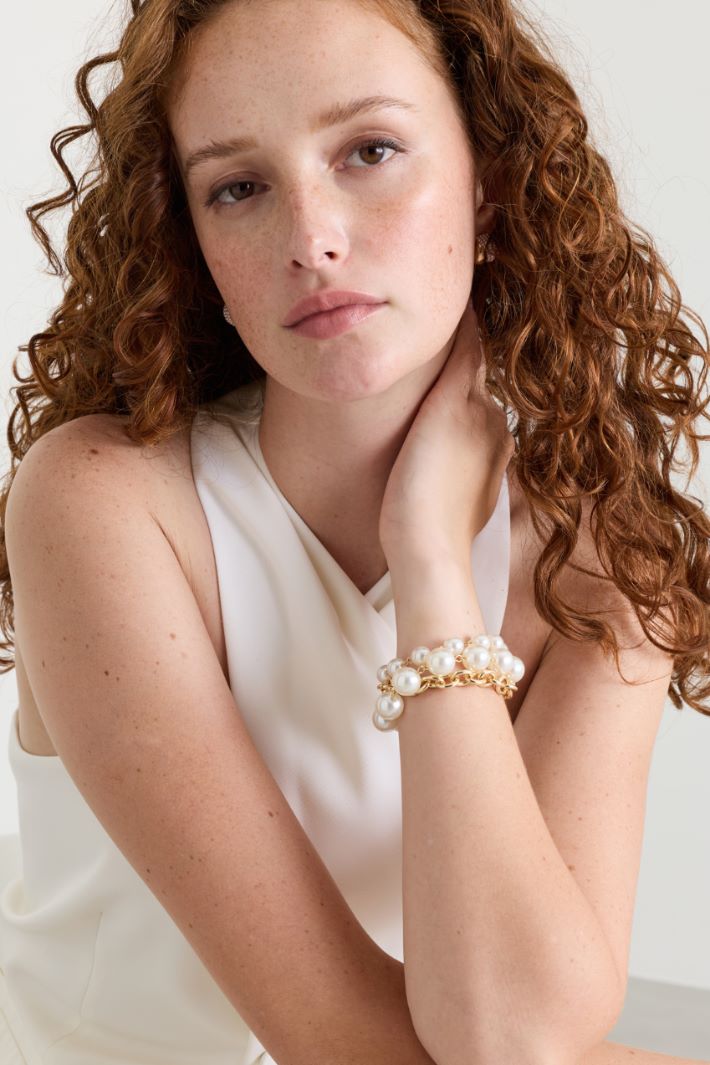 Pulsera con esferas - BLANCO - Intrend - 3