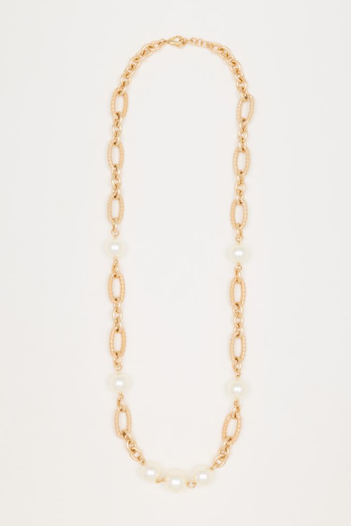 Long Necklace with Oversized Beads - WHITE - Intrend