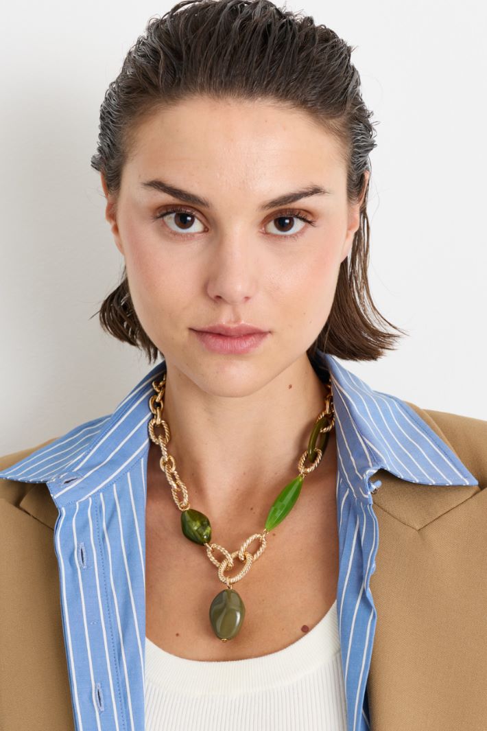 Collier orné de pierres - VERT - Intrend - 3