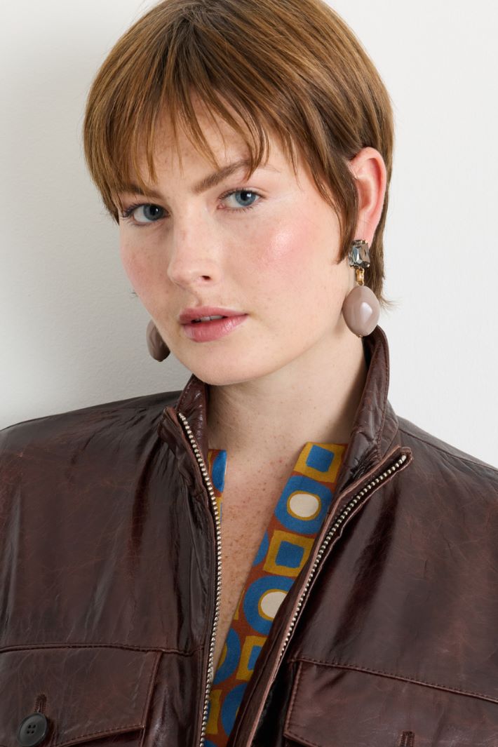 Drop earrings - GREY PINK - Intrend - 3