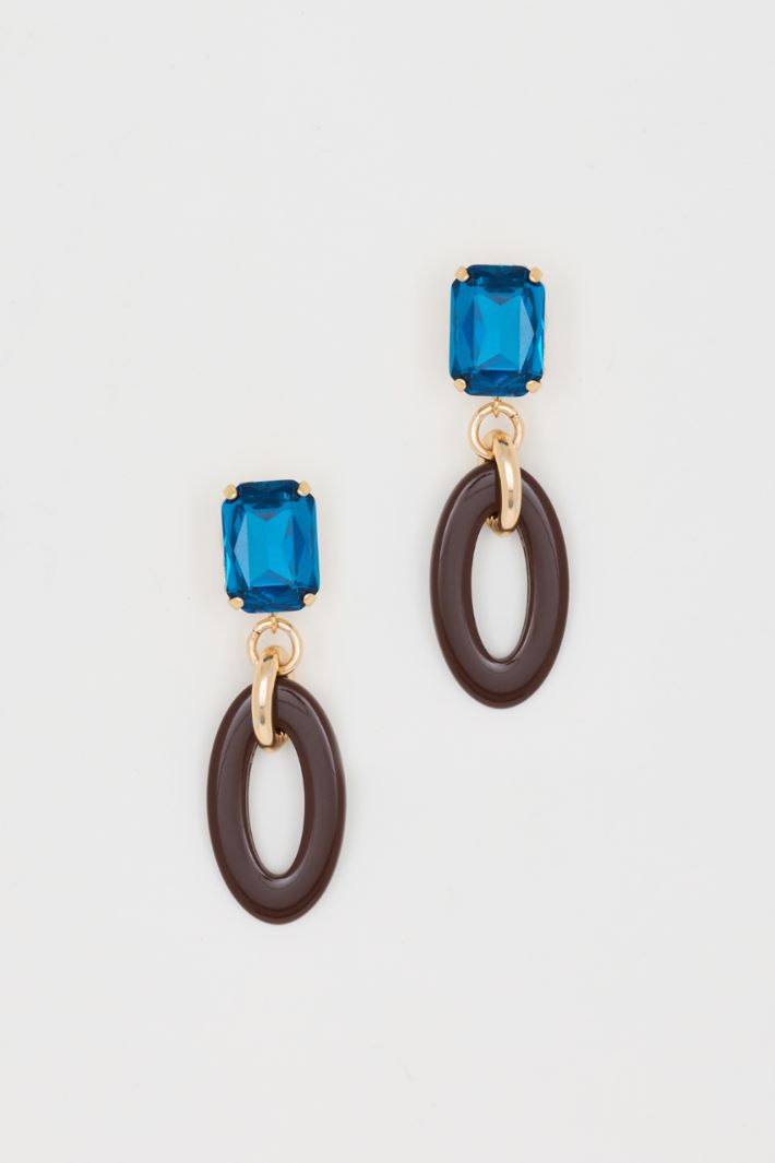 Crystal charm earrings - BLUE - Intrend