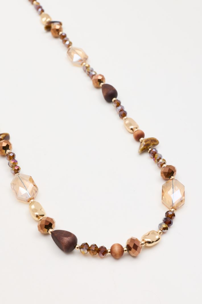 Collana lunga con perline - MARRONE - Intrend - 2