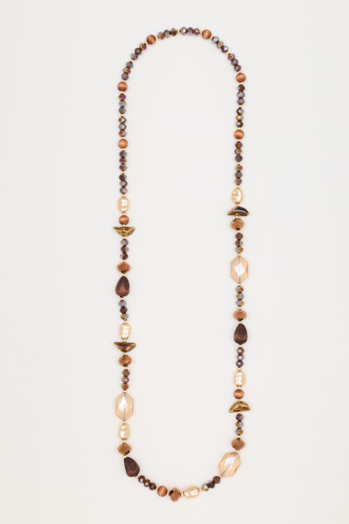 Collana lunga con perline - MARRONE - Intrend