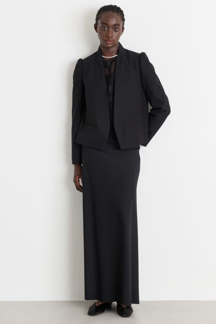 Compact jersey maxi skirt - BLACK - Intrend
