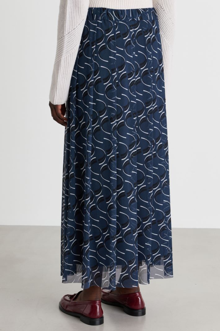 Jersey tulle midi skirt - BLUE - Intrend - 4