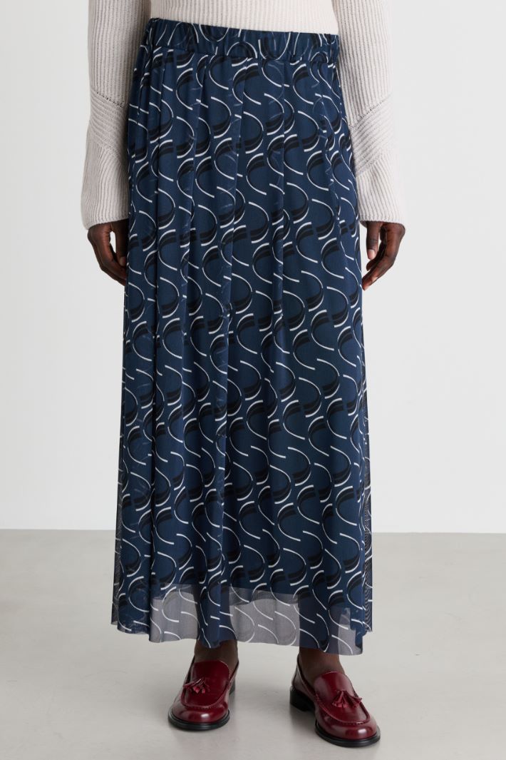 Jersey tulle midi skirt - BLUE - Intrend - 2