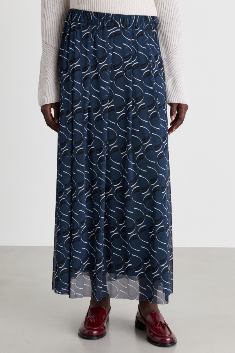 Gonna midi in jersey tulle