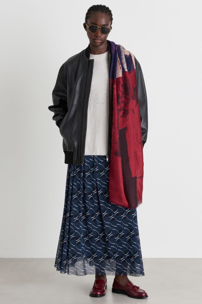 Jersey tulle midi skirt - BLUE - Intrend