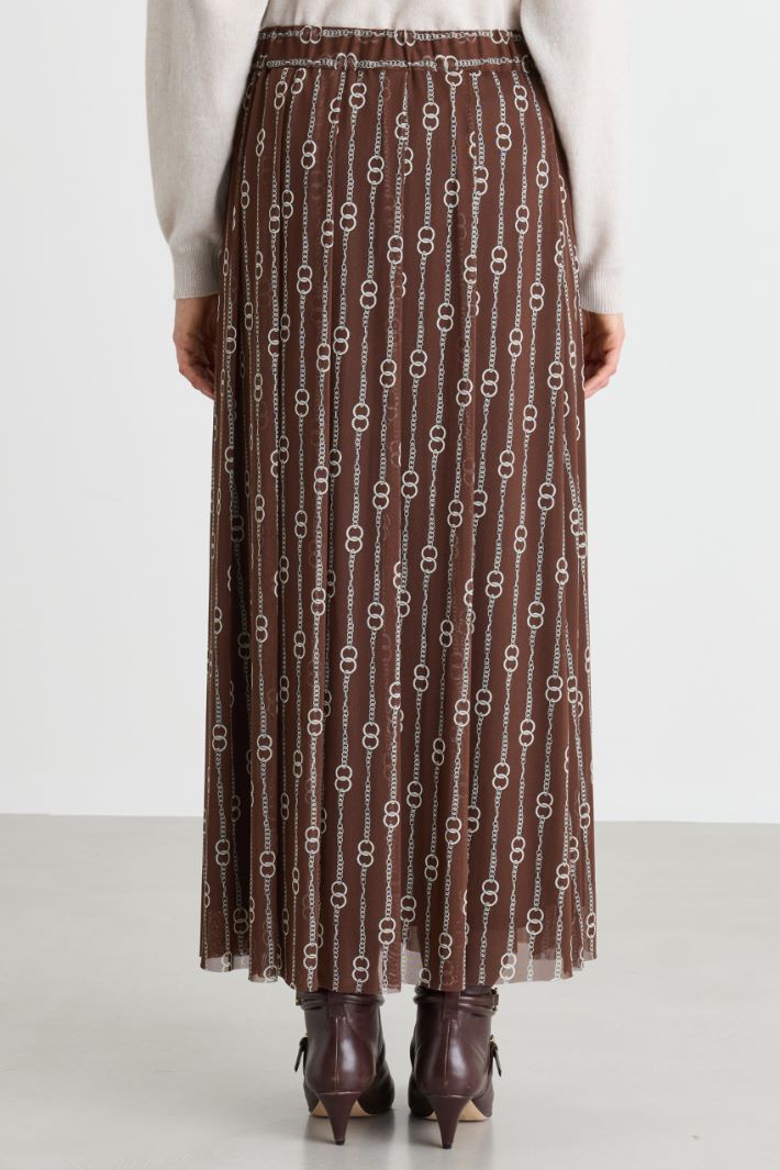 Jersey tulle midi skirt - BROWN - Intrend - 4