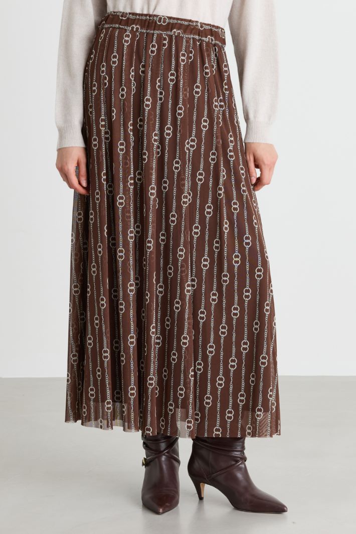 Jersey tulle midi skirt - BROWN - Intrend - 2