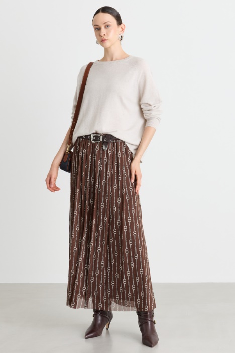 Jersey tulle midi skirt - Intrend