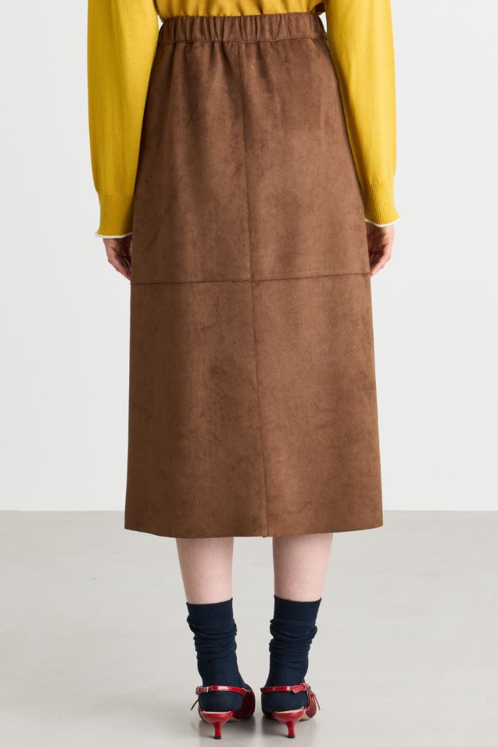 Jersey midi skirt - BROWN - Intrend - 4