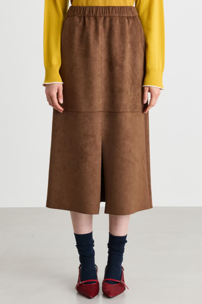 Jersey midi skirt - BROWN - Intrend - 2