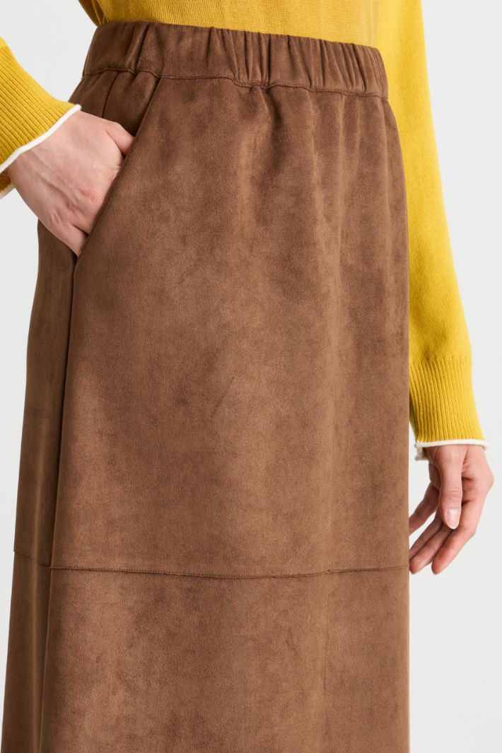 Jersey midi skirt - BROWN - Intrend - 3