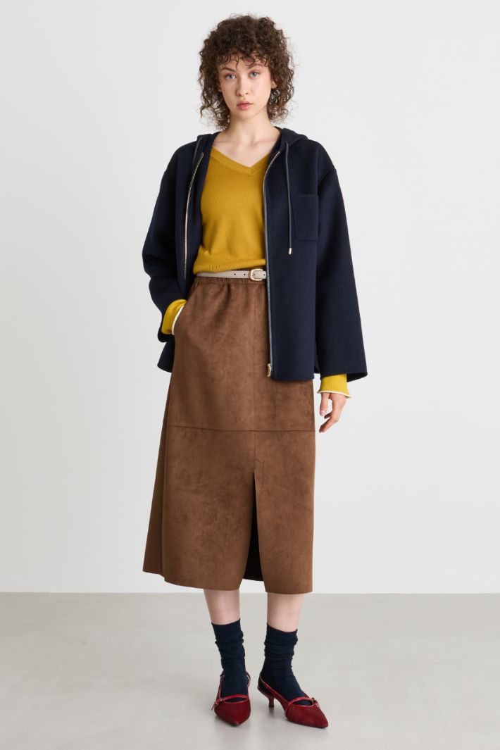Jersey midi skirt - BROWN - Intrend