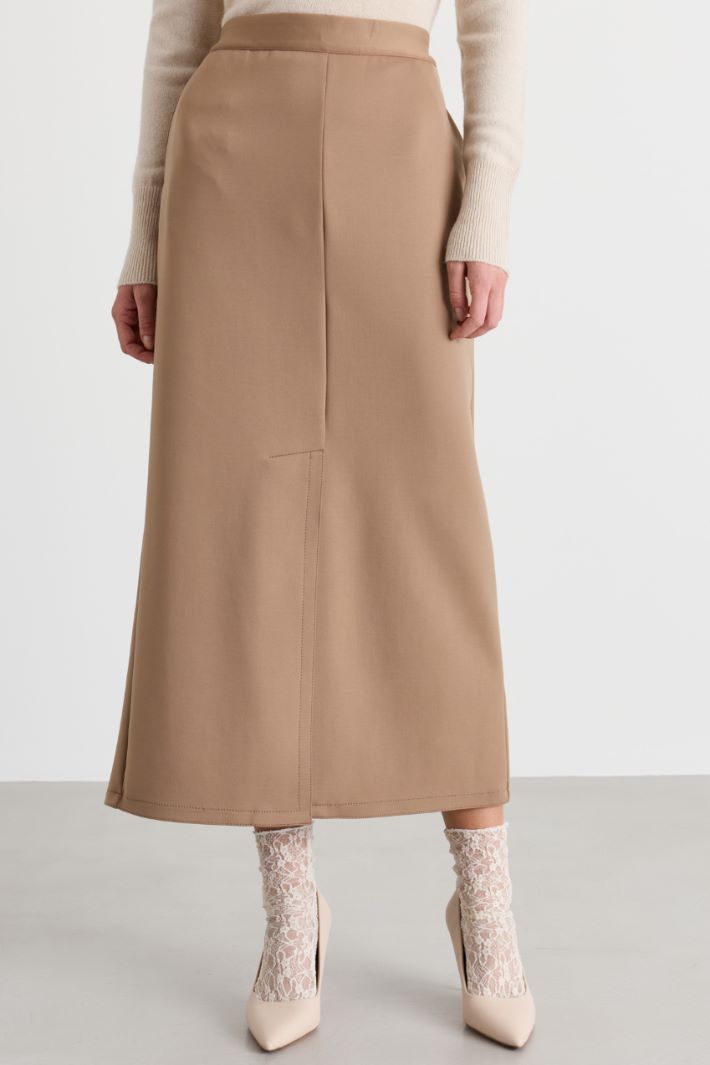 Technical jersey pencil skirt - CAMEL - Intrend - 2
